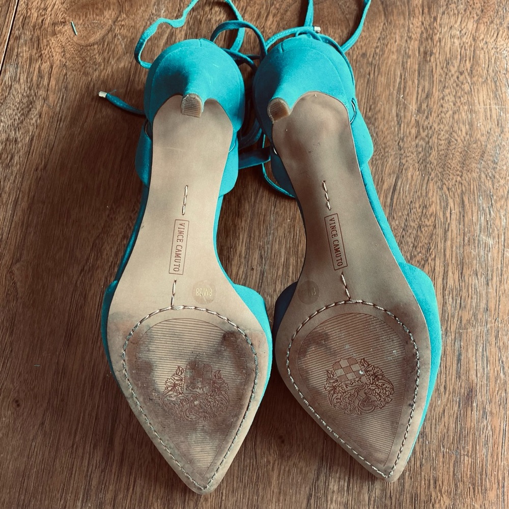 Vince Camuto Teal Lace-Up Pointed Toe Heels - Picture 6 of 10